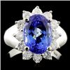 Image 1 : 14K Gold 3.74ct Tanzanite & 0.88ctw Diamond Ring