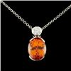 14K Gold 3.55ct Spessartite Garnet & 0.13ctw Diamo