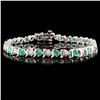 14K White Gold 1.80ct Emerald & 0.25ct Diamond Bra