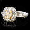 Image 2 : 18k White Gold 1.25ctw Fancy Yellow Diamond Ring