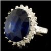 Image 2 : 14K Gold 17.15ct Sapphire & 1.25ctw Diamond Ring