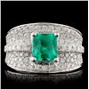 18K White Gold 1.57ct Emerald & 0.87ct Diamond Rin