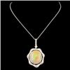 Image 2 : 14K Gold 5.22ct Opal & 0.95ctw Diamond Pendant