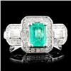 14K Gold 0.90ct Emerald & 0.57ctw Diamond Ring