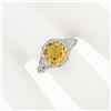 Image 3 : 14k White Gold 1.80 ctw Fine Filigree & Milgrain Work Citrine Solitaire Ring