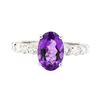 Image 2 : 3.10 ctw Amethyst and Diamond Ring - 14KT White Gold