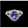 Image 2 : 3.96 ctw Tanzanite and Diamond Ring - 14KT White Gold