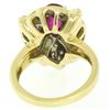 Image 8 : Vintage 18kt White and Yellow Gold 2.98 ctw Ruby and Diamond Cocktail Ring