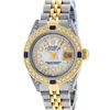 Image 2 : Rolex Ladies 2 Tone Mother Of Pearl String Diamond Lugs & Sapphire Datejust Wris