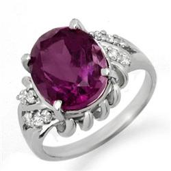 CERTIFIED 3.21ctw AMETHYST & DIAMOND RING WHITE GOLD