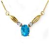 Image 1 : CERTIFIED 1.30ct BLUE TOPAZ & DIAMOND NECKLACE GOLD