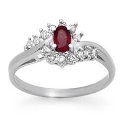 CERTIFIED .45 ctw RUBY & DIAMOND LADIES RING WHITE GOLD
