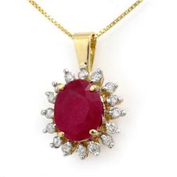 CERTIFIED 5.32ctw RUBY & DIAMOND PENDANT YELLOW GOLD