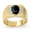 Image 1 : CERTIFIED 3.76 ctw DIAMOND & SAPPHIRE MEN'S RING GOLD