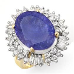 CERTIFIED 12.75ctw TANZANITE & DIAMOND RING 14KT GOLD