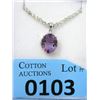 Image 1 : Sterling Silver Amethyst & Diamond Pendant