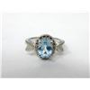 Image 1 : 1.6 CT Blue Topaz & Diamond Sterling Silver Ring