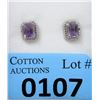 Image 1 : New Sterling Silver Amethyst & Diamond Earrings