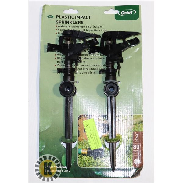ORBIT PLASTIC IMPACT SPRINKLERS- 1 PAIR; 2 UNITS