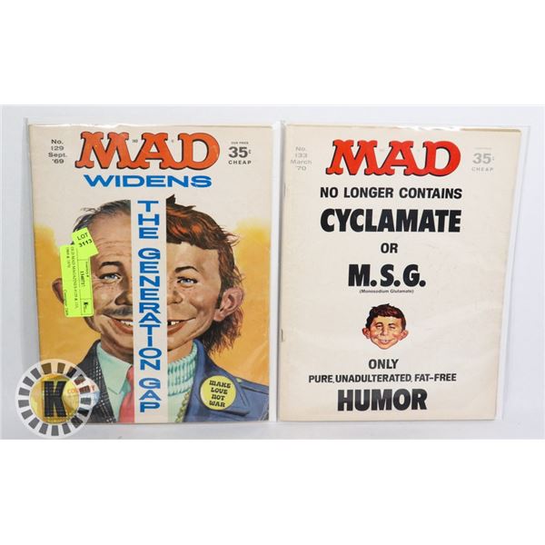 OLD MAD MAGAZINES #129 & 133, 1969 & 1970