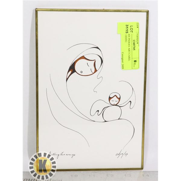 CANADIAN INDIAN ART CARD, DAPHNE ODJIG