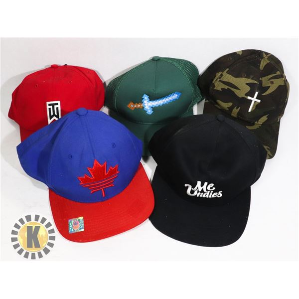 BOX OF 5 NEW CAPS INCL. TIGER WOODS