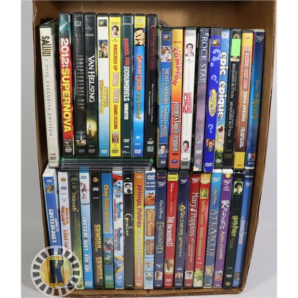 BOX WITH 40 KIDS DVD MOVIES WITH LOTS OF WALT
