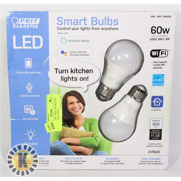 FEIT ELECTRIC WIFI CONTROLLER SMART BULBS 2 PACK