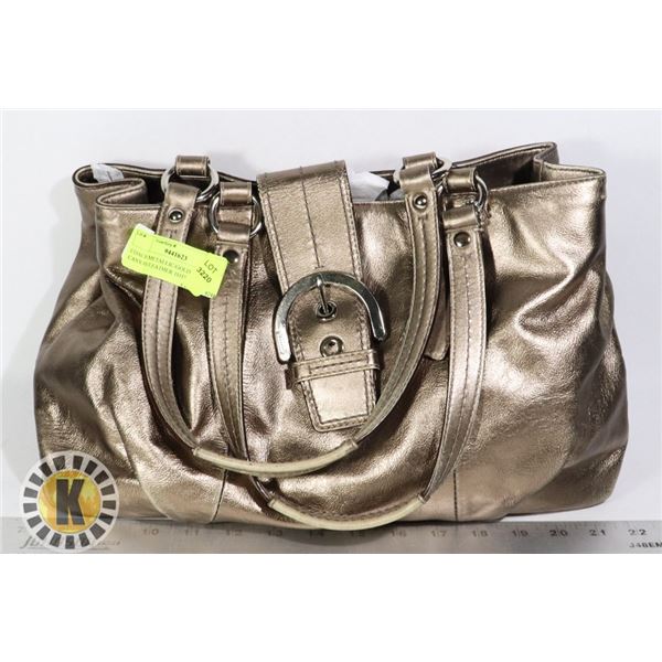 COACH METALLIC/GOLD CANVAS/LEATHER TOTE