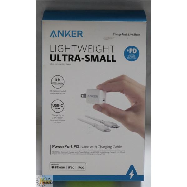 ANKER POWERPORT PD USB-C 18 WATT CHARGER