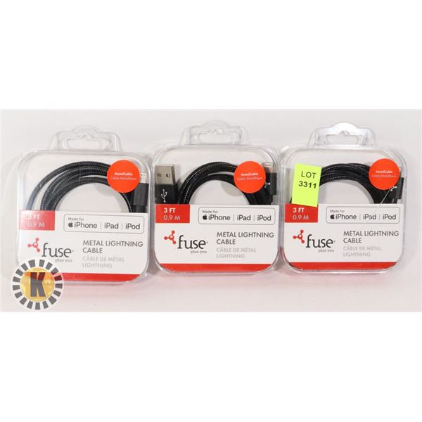 BUNDLE OF THREE LIGHTNING CABLES FOR APPLE