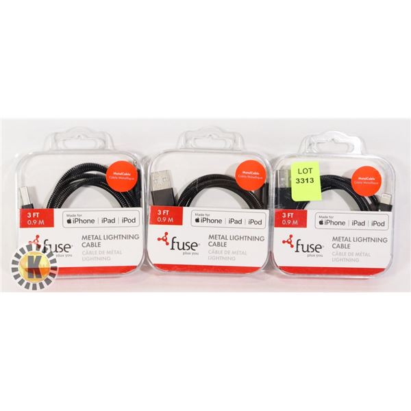 BUNDLE OF THREE LIGHTNING CABLES FOR APPLE