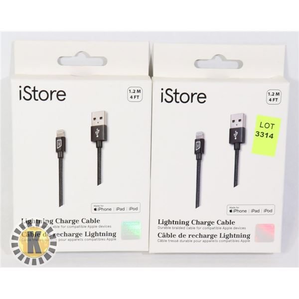 TWO 4' LIGHTING CHARGE CABLES FOR APPLE