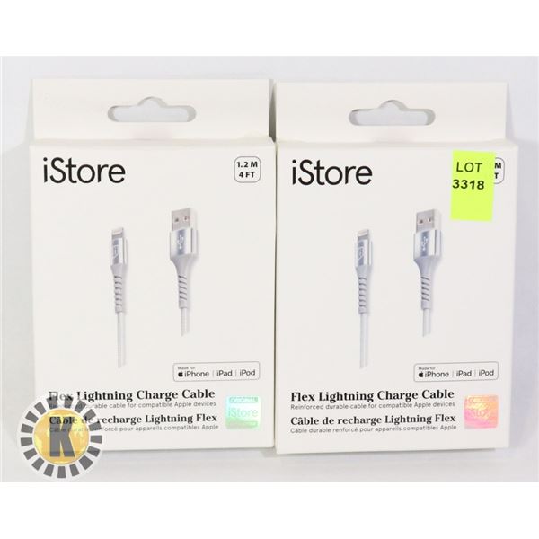 TWO 4' FLEX LIGHTNING CHARGE CABLES