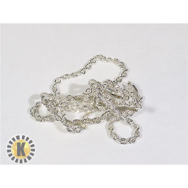 STAMPED 925 STERLING SILVER 4 MM ROPE CHAIN