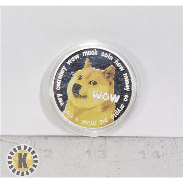 SILVER PLATED DOGECOIN IN PROTECTIVE CASE