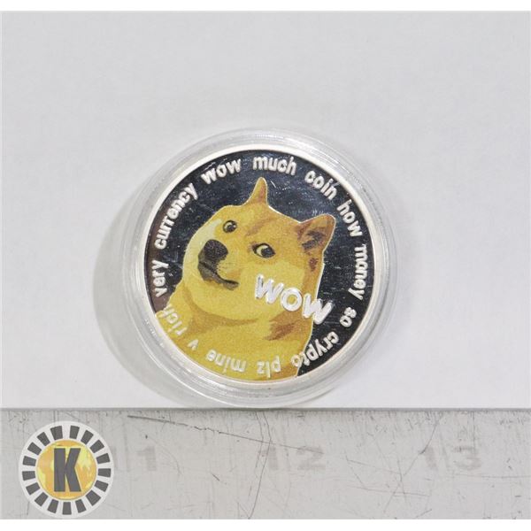 SILVER PLATED DOGECOIN IN PROTECTIVE CASE
