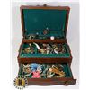 Image 1 : ESTATE WOOD JEWELRY BOX FULL OF ASSORTED