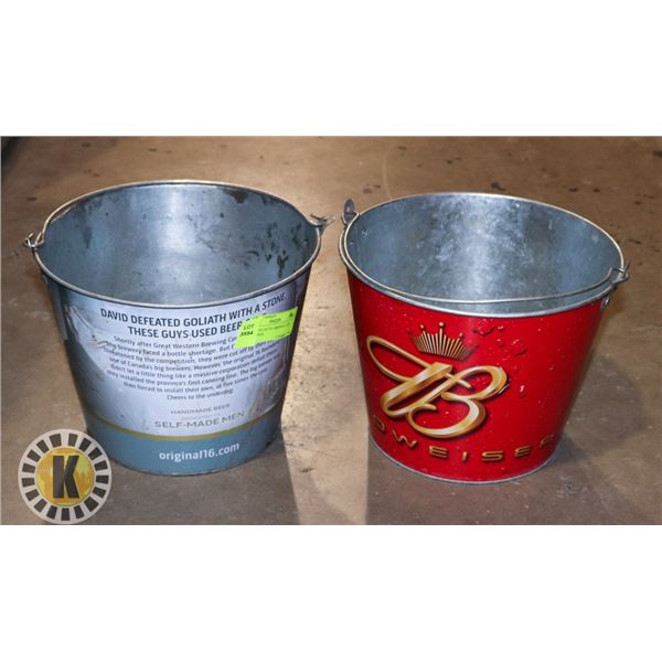 2 BEER BUCKETS- ORIGINAL 16 & BUDWEISER