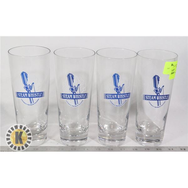 4 STEAM WHISTLE BEER GLASS CUPS