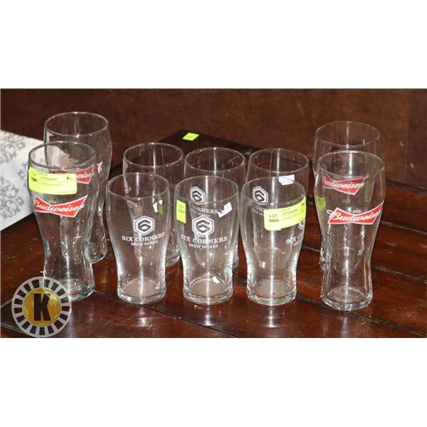 6 SIX CORNERS BEER GLASSES SOLD WITH 4