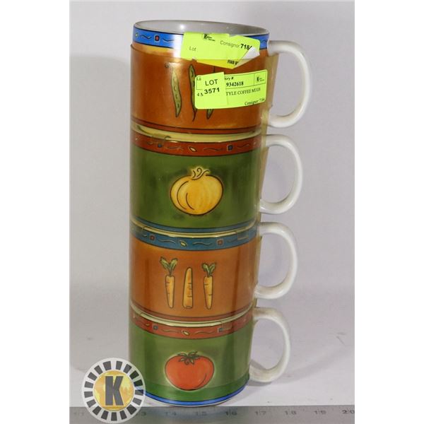 4 MEXICAN STYLE COFFEE MUGS