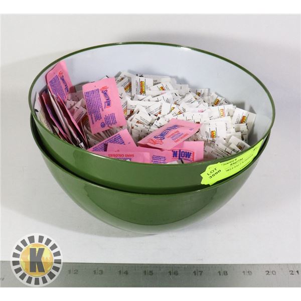 2 GREEN BOWLS SALT N PEPPER