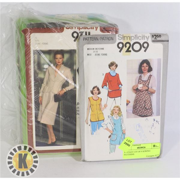 VINTAGE LOT OF 9 SEWING PATTERNS