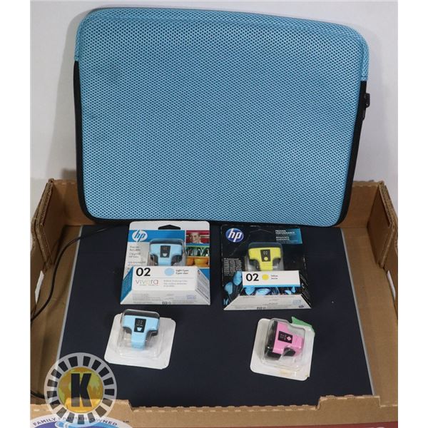 LAPTOP CASE, COLLER STAND AND HP INK