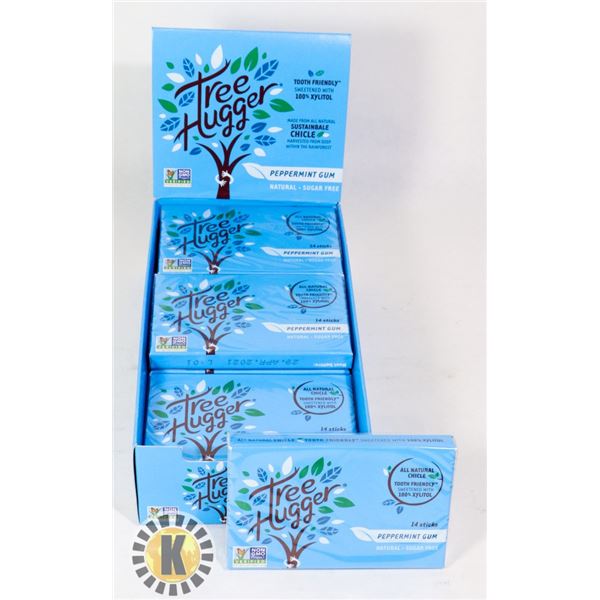 BOX OF TREE HUGGER PEPPERMINT GUM - 12 PACKS