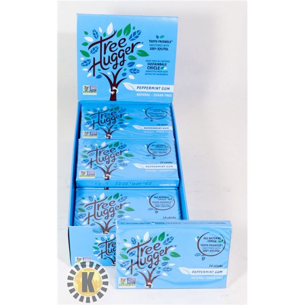 BOX OF TREE HUGGER PEPPERMINT GUM - 12 PACKS