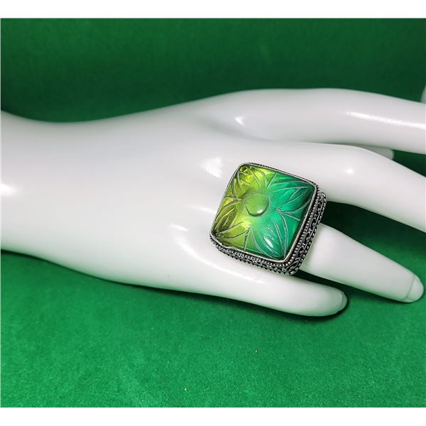 21)  SQUARE CUT LAB CREATED BI-COLORED