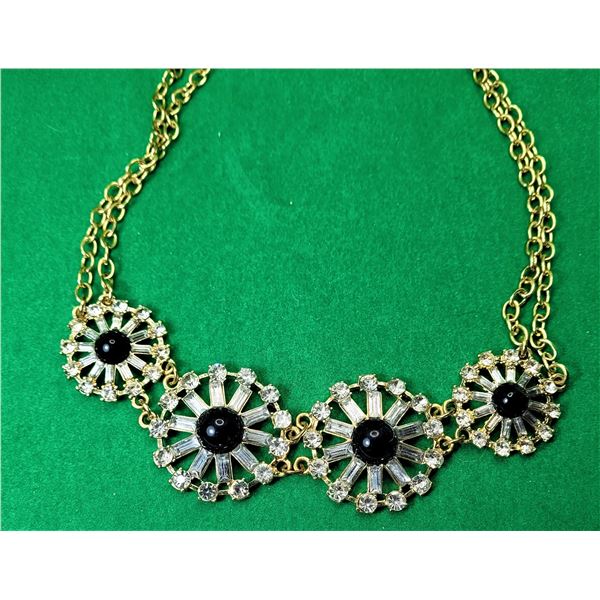 16) VINTAGE GOLD TONE WITH CLEAR CRYSTALS AND