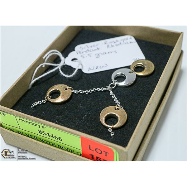 NEW SILVER WITH ROSE GOLD RHODIUM PLATING 5.5